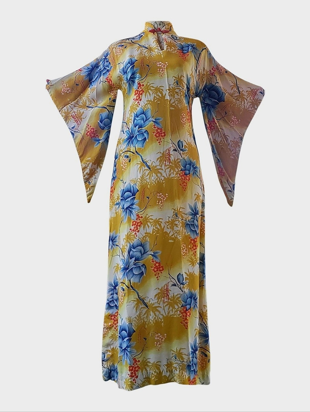 Vintage Pake Muu Paradise Hawaii Tiki Oasis Angel Butterfly Wing Dress